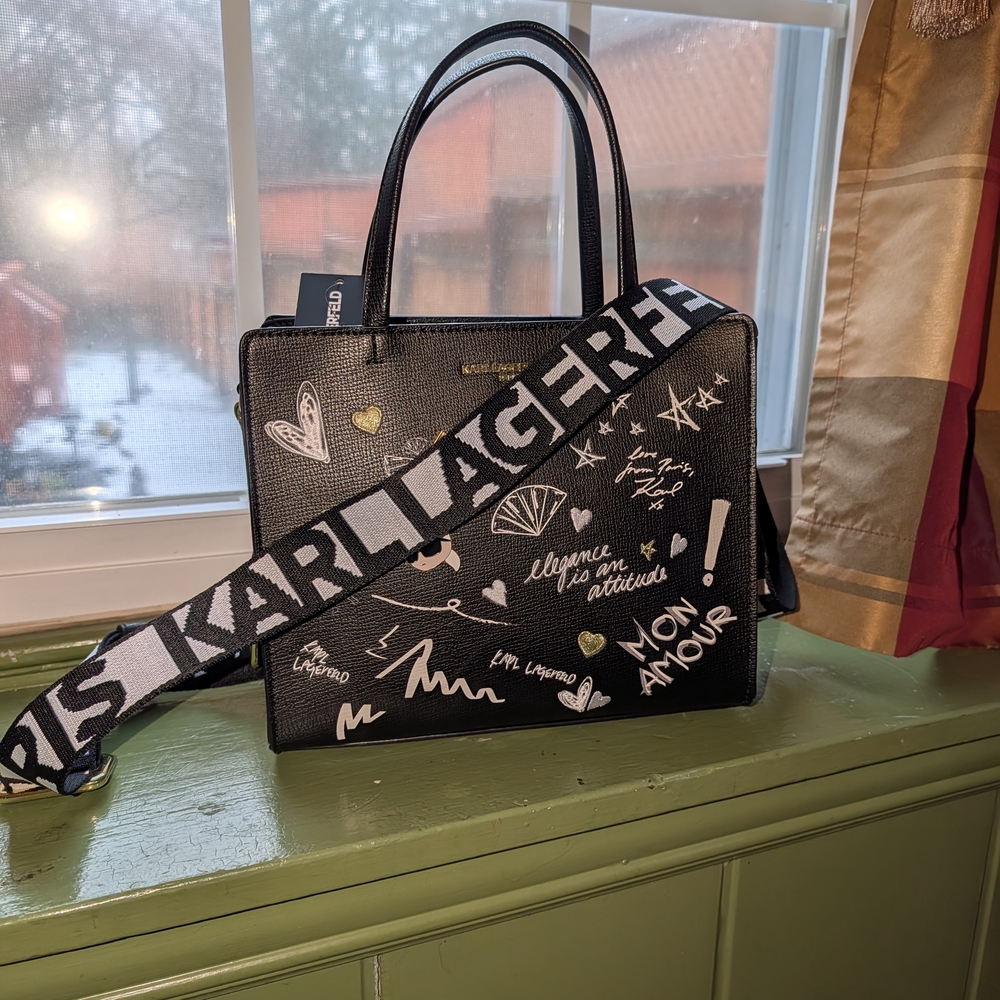 Karl Lagerfeld Black Graphic Tote Bag
